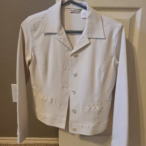 TOMMY BAHAMA Ivory Silk Jacket Sz XS Stretch Silk